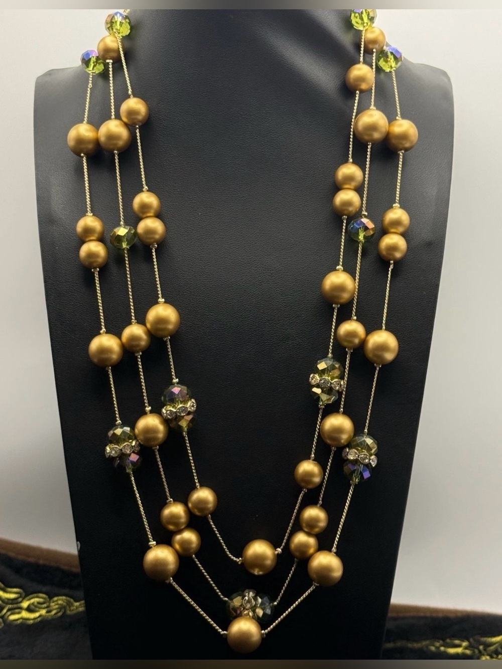 Gold Beaded Multi-Strand Necklace - Unbranded